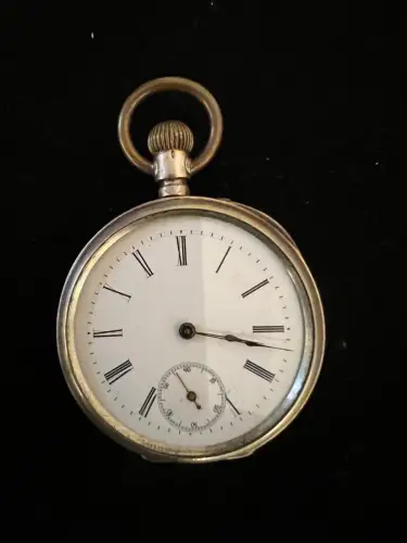 Taschenuhr, Silbergehäuse, läuft nicht, für Bastler,Sammler, Ø 45 mm ohne Krone