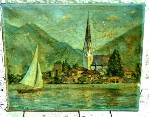Ölbild auf Leinwand, Tegernsee,Rottach Egern. Muss restauriert werden