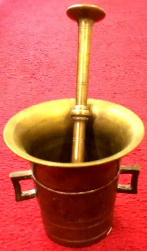 Mörser zwei Griffen und Stößel aus Bronze, 19. Jahrhundert