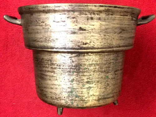 Großer Mörser aus verzinnter Bronze mit Stößel, 19. Jahrhundert