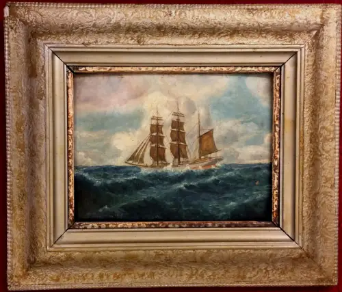 Ölgemälde Segelschiff in stürmischer See, signiert „K. Förster München 1929“