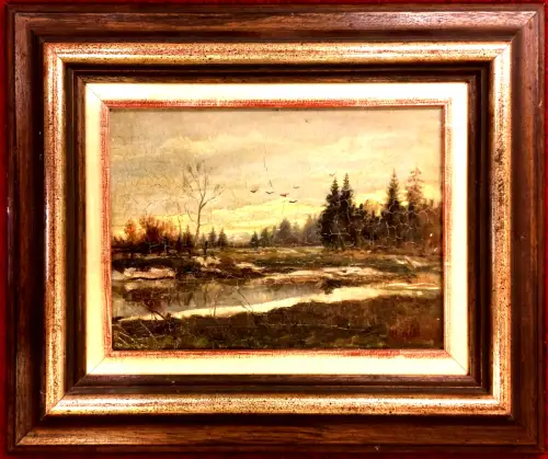 Ölgemälde Altwasser Etzenhausen, signiert „H. Kiel“, gerahmt