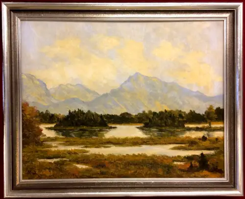 Ölgemälde Moorlandschaft, signiert, gerahmt