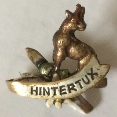 Kleines Abzeichen „HINTERTUX“, Reisesouvenir aus Österreich, wohl 1950er Jahre