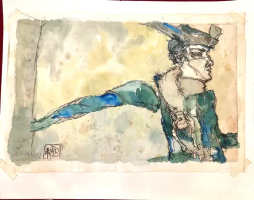 Aquarell,a.dünnem Japanpapier, bez.Mutter, signiert Renate Eggers, 46cm x 31 cm,