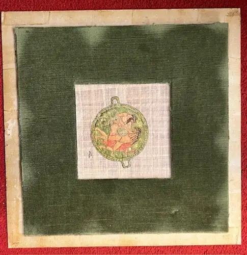 Kleines Bild, Papyrus, „Zeus u.Ganymed“, signiert, rückseitig bezeichnet ,