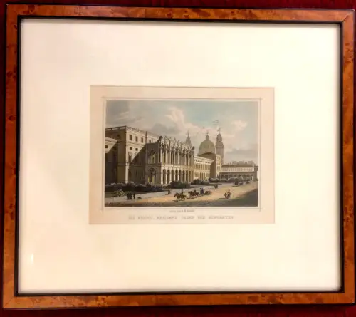 Colorierter Stahlstich „DIE KÖNIGL. RESIDENZ GEGEN DEN HOFGARTEN“ v. Karl Gunkel