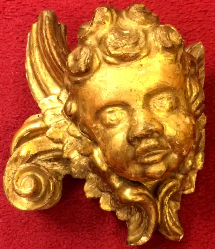 Holzgeschnitzter Putto, gefaßt, Mitte 19. Jahrhundert