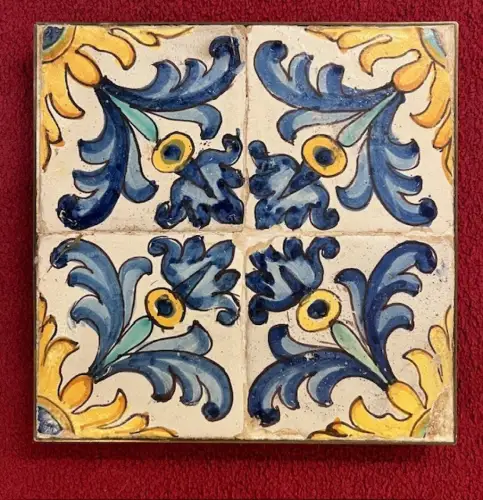 Kacheln, Portugal, Keramik, glasiert, handbemalt, Messingfassung, Siehe Fotos
