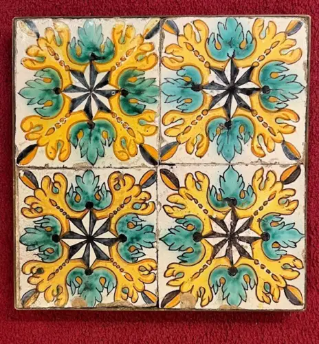 Kacheln, Spanien, Keramik, glasiert, handbemalt, Messingfassung, Siehe Fotos