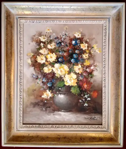 Ölgemälde Blumenstilleben, signiert „Klein“, gerahmt