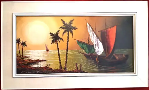 Ölgemälde „Am Bosporus“ von E. Deimer, gerahmt