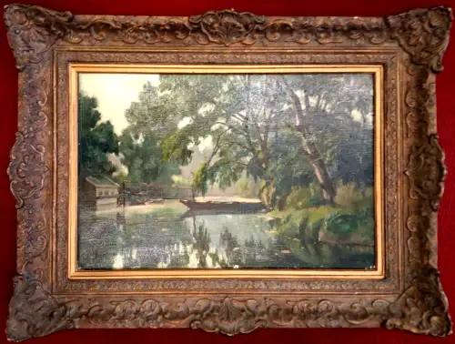 Ölgemälde „September avond“ von A. Frits Hubeek, gerahmt