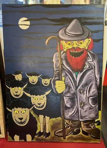 Gemälde, Öl auf Leinwand, Oliver Estavillo, Der gute Hirte,  1997, 100cm x 70 cm