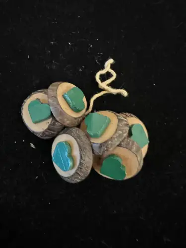 Knopfe, Trachtenknöpfe, Holz, 6 Stück, alpenländisch, Durchmesser ca 2,5 cm