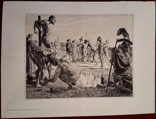 Lithographie „Golgatha“ von Otto Greiner