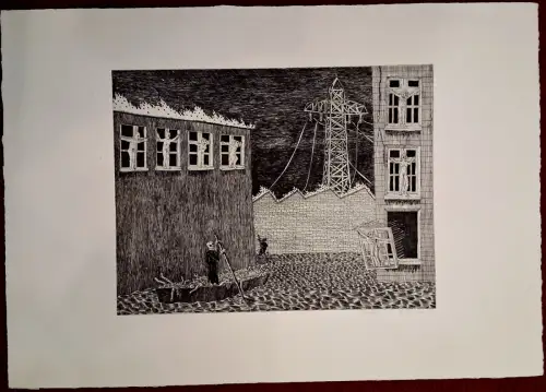 Radierung ohne Titel von Blalla W. Hallmann, signert, 1983