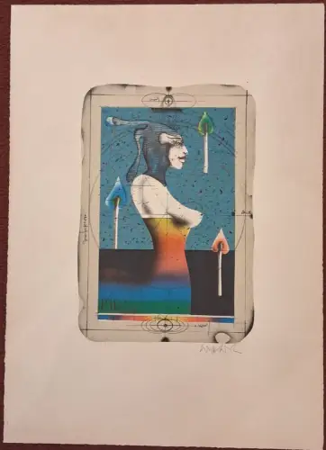 Kleine Farblithographie von Paul Wunderlich ohne Titel, signiert, 1975