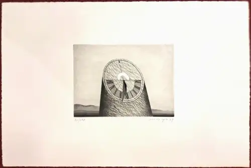 Radierung „Sonnenuhr“ von Fritz Meckseper, signiert, 1969