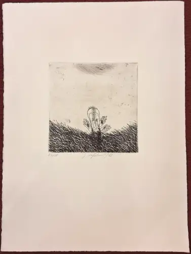 Radierung „Jubel in der Wiese“ von Walter Tafelmeier, signiert, 1968, 44/50