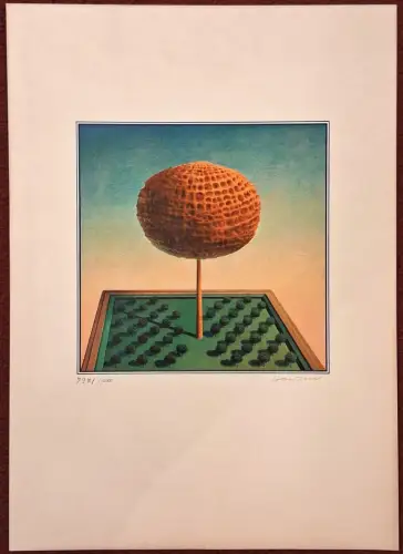 Serigraphie in 12 Farben „Adams Lebensbaum“ von Rudolf Hausner, 1975, signiert