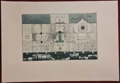 Radierung ohne Titel von Konrad Schüler, signiert, um 1975