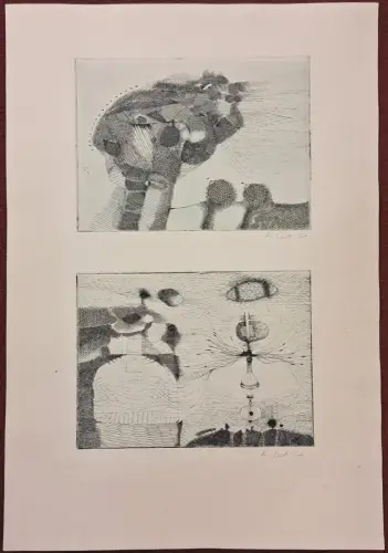 Zwei Radierungen ohne Titel von Konrad Schüler, signiert, um 1975