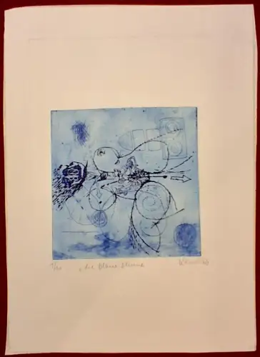 Kaltnadelradierung „die blaue Blume“ signiert „Weno '66“, 1/10