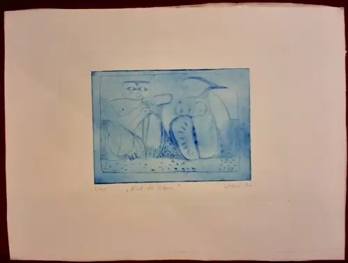 Kaltnadelradierung „Lied des Orfeus“ signiert „Weno '66“, 2/10