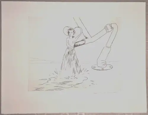 Radierung „La Source Inutile“ von Marcel Jean, signiert