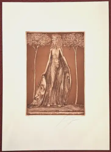 Aquatinta-Radierung „Flora Okuli“ von Ernst Fuchs, 1975, signiert, 7971/10000
