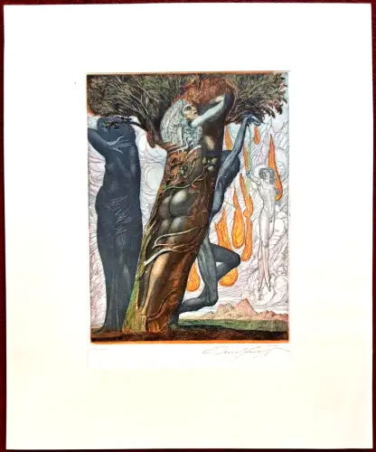 Farbradierung „Daphne in Eva mystica“ von Ernst Fuchs, 1969, signiert, 104/200