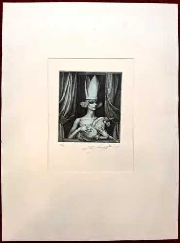 Radierung „Eva Evequa“ von Ernst Fuchs, 1976, signiert, im Passepartout, 58/99