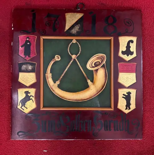 Wirtshausschild, Tafel, Sperrholz, handbemalt, Deko, 45,5 cm x 45,5 cm, S. Fotos