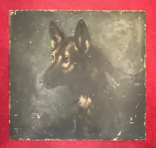 Gemälde, Schäferhund, Öl auf Malkarton, Friedrich van den Daele, 53,5 cm x 50 cm