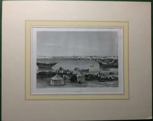 Stahlstich SUEZ im Passepartout