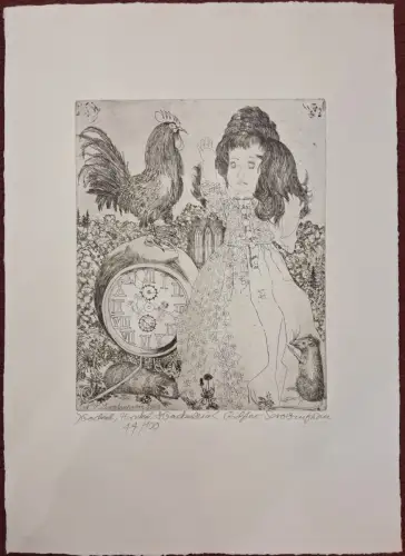 Radierung „Gockel, Hinkel und Gackeleia“ von Norbert Richter-Scrobinhusen