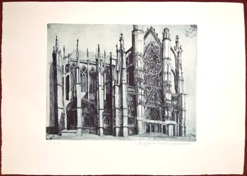 Radierung Kathedrale Saint-Pierre de Beauvais von Norbert Richter-Scrobinhusen