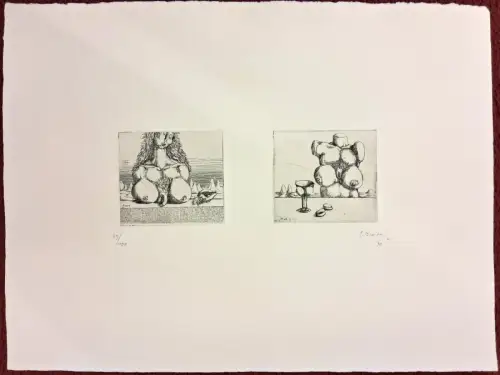 Radierung ohne Titel auf Japanpapier von Gisela Breitling, signiert, 1970
