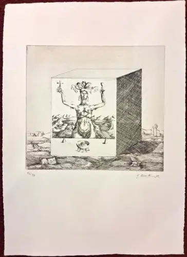 Radierung ohne Titel auf Japanpapier von Gisela Breitling, signiert, 1969, 46/90