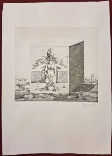 Radierung ohne Titel auf Japanpapier von Gisela Breitling, signiert, 1969, 17/90