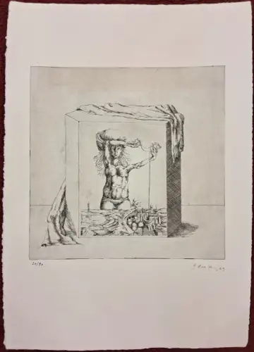 Radierung ohne Titel auf Japanpapier von Gisela Breitling, signiert, 1969, 20/90