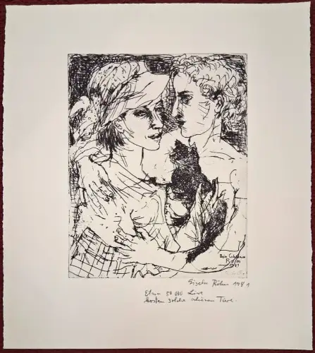 Radierung „Beim Colosseum Rom 1981“ auf Büttenpapier von Gisela Röhn, signiert