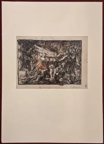Aquarellierte Tuschpinselzeichnung „Die Dornenkrönung“ von Hermann A. Philips