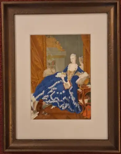 Kleines Gemälde Marquise de Pompadour nach François Boucher, Cites-Bescheinigung
