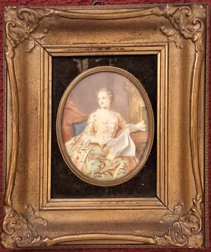Porträtminiaturmalerei Marquise de Pompadour, wohl 18. Jahrhundert, unsigniert