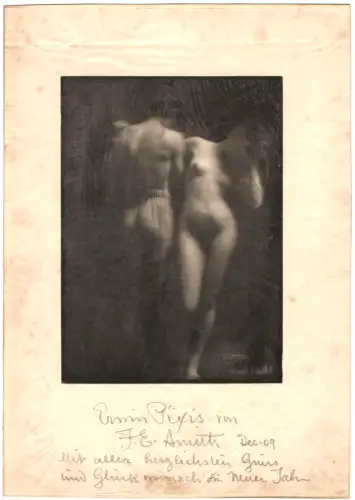 Photogravur „Adam and Eve" von Frank Eugene, monogrammiert, Widmung, Dez. 1909