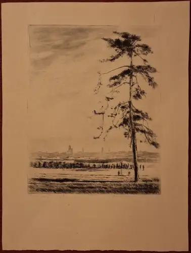 Radierung „Blick auf Dresden“ von Rudolf Gebhardt, signiert