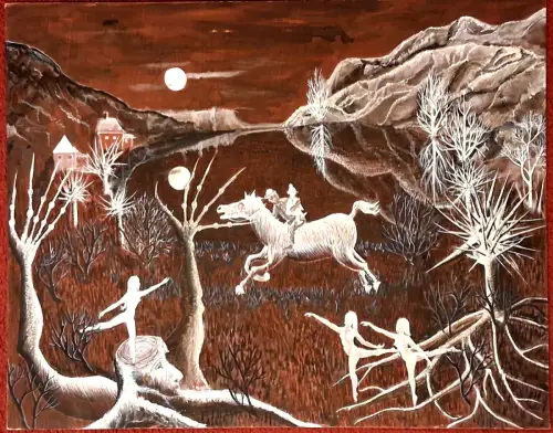 Gouache „Der Erlkönig“ von Justine Zeitler, 1965