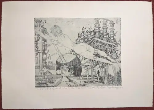 Radierung „“Big Apple“ auf Büttenpapier von Norbert Richter-Scrobinhusen